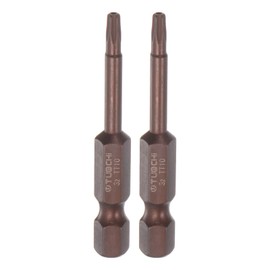 HARFINGTON 2pcs T10 Torx Bit 1/4" Hex Shank 2" Length Magnetic Security Star Screwdriver Power Tool, Red