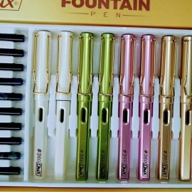 Dux New ! Dux 10 Pieces Fountain Pen Set with Dual Ink System ( Art # 360 ) -