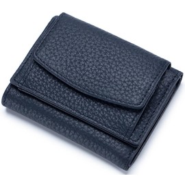 RRANCharltu Women's Small Leather Purse with Zip Coin Compartment Card Slots, Zb Dark Blue, Classic