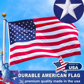 American Flags for Outside,Durable 3x5 Ft Outdoor Us Flag,3x5 American FlagOutdoor Heavy Duty High Wind,USA Flag Fade Resistant US Flags Outdoor High Wind Best American Flag,Long Lasting United States Flag Embroidered Stars with Brass Grommets