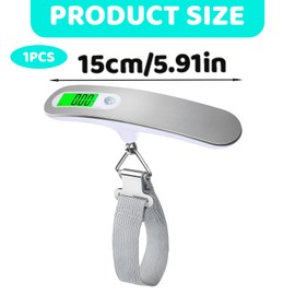 Luggage Scale Portable Digital Weight Scale Suitcase Scale Hanging Scales Luggage Weighing Scale 110 Lb/ 50Kg with Backlit with Tare Function Lightweigh Carry-Ons, for Travel,Fishing, Shipping（silver）
