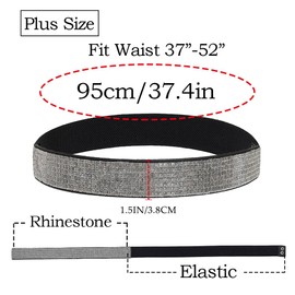Abien Plus Size Rhinestone Belt for Women Black Rhinestone Stretch Belt Crystal Waist Belt for Dresses