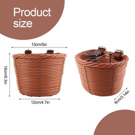 SilverChry Children's Bicycle Basket, Braided Bicycle Basket for Girls and Children, Front, Front Handlebar Basket, Hand Braided, Removable Bicycle Baskets Made of Rattan with Leather Straps (Brown)