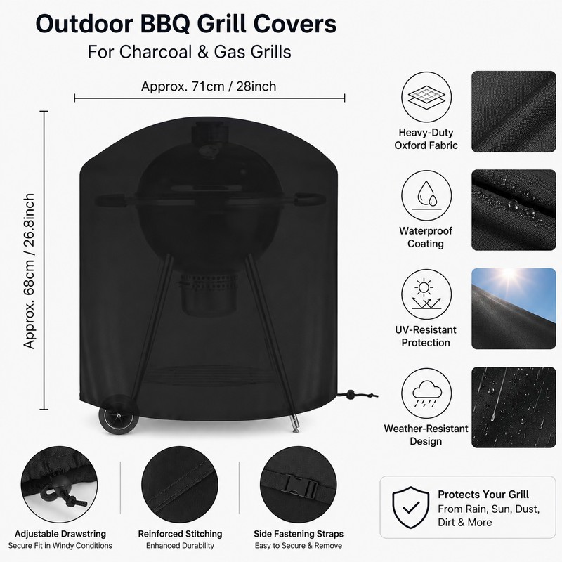 Outdoor Grill Cover with Secure-Fit Strap – Coated Oxford-Fabric Cover