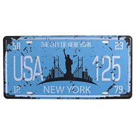 SUMIK New York USA City 125 Vintage Auto License Plate, Embossed Tag Size 6" X 12"