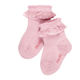 FALKE Unisex Baby Romantic Lace Socks Breathable Sustainable Cotton Skin-friendly Festive Fine Elegant with Ruffle on the Cuffs Ideal for Christening Elastic Zone on the Ankle 1 Pair, pink