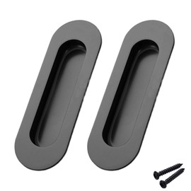 RLMVGBX 2 Pack Sliding Door Handles, Black Stainless Steel Cabinet Drawer Knob, Flush Finger Recessed Door Handles, for Wardrobe Dresser Cupboard Kitchen Closet Door