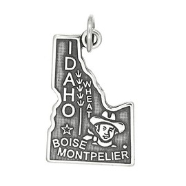 LGU Sterling Silver Oxidized Idaho State Map Charm