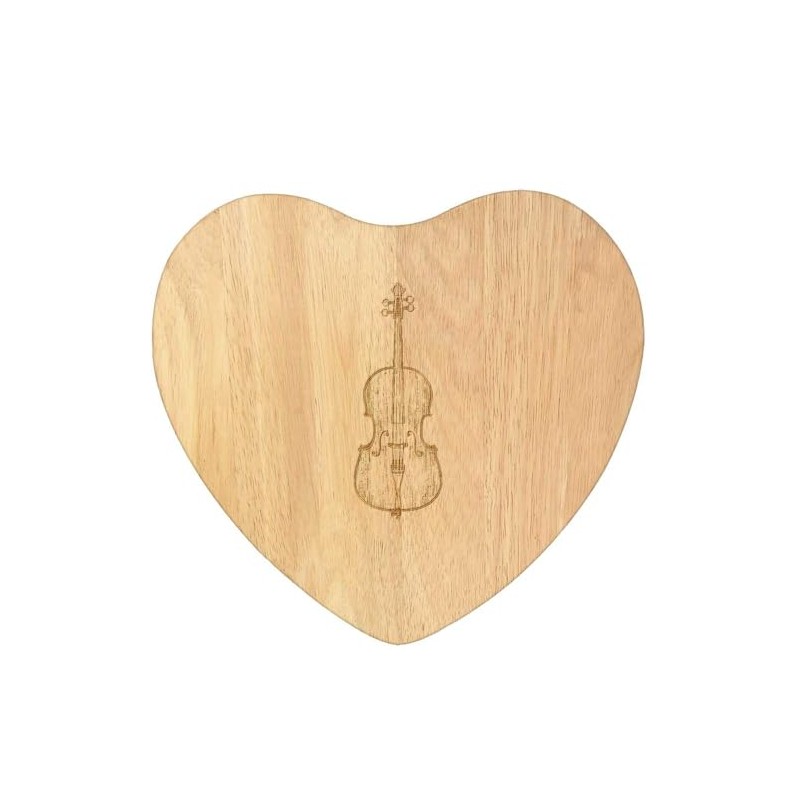 'Cello Instrument' Wooden Heart Shaped Chopping/Cutting Board (WB00081084)