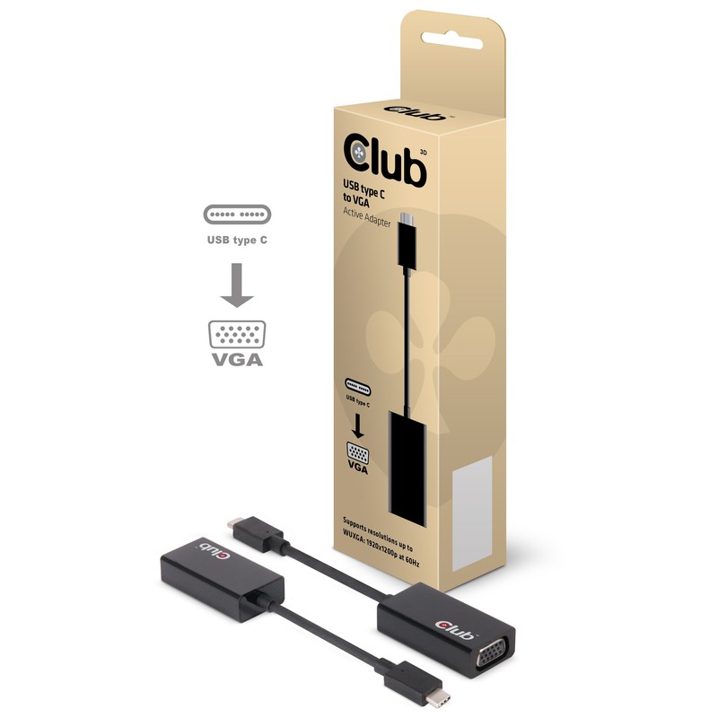 Club 3D USB 3.1 Typ C auf VGA Aktiver Adapter