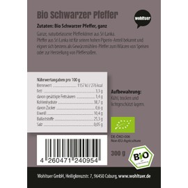 Wohltuer Organic Pepper, Black, 600 g