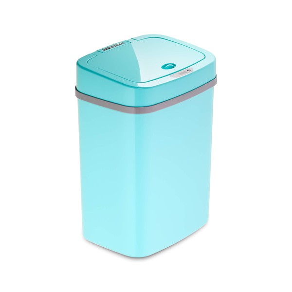 Ninestars, 3 Gal, Teal Blue DZT-12-5TB Bedroom or Bathroom Automatic Touchless Infrared Motion Sensor Trash Can, 12 L, ABS Plastic (Rectangular, Trashcan