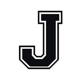 Applicable Pun Varsity Letter J - Vinyl Decal for Outdoor Use on Cars, ATV, Boats, Windows and More - Black 8 Inches Tall