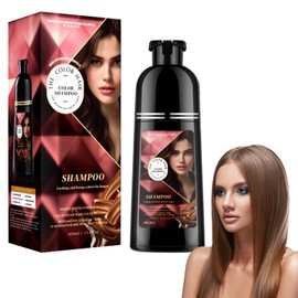 Tkekruh Naturbraun Haarfarbe Shampoo 400ml, Kastanienbraun, Instant Hair Dye Shampoo 3 in 1, für Graues Haar, Haarfärbemittel Färbt das Haar innerhalb von Minuten für Männer und Frauen