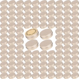 270pcs 1 oz / 30ml Bulk Packaging Screw Top Aluminum Tin Jar with Screw Lid and Blank Labels (Champagne)
