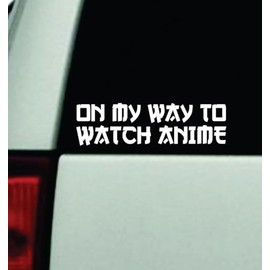 Generic On My Way to Watch Anime Car Decal Bumper Sticker Vinyl Quote Decor Truck Window Windshield JDM Rearview Trendy Girls Family Funny Meme Automobile Men Dad Mom Japanese Cartoons, White