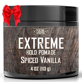 Viking Revolution Spiced Vanilla Hair Pomade for Men - Extreme Hold Hair Gel for Men Water Based - Mens Pomade Extra Firm Mens Hair Pomade Strong Hold - High Shine Mens Hair Cream (4oz) - scent: Spiced Vanilla