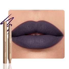 SUAKE Plump Matt Lipstick Lipliner Pencil Pack,Waterproof Crayon with Silicone Smudger for Define Contours & Sculpting Lip, Longwear Moisture Smooth Creamy Formula for Lip Makeup-10 Deep Purple