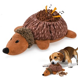 LIFLIX 2-in-1 Dog Toy Treat Hide, Sniffing and Squeaky Plush Toy Interactive Sniffing Toy for Small Medium Large Breeds Hedgehog Shape