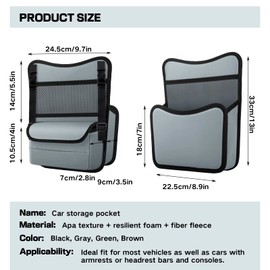 vvag Car Organizer Storage Between Seats,Leather Large Capacity Auto Handbag Holder,Automotive Console Pocket Purse for Snack Phone Document Storages,Auto Interior Accessories (Grey)