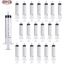 HUAZIZ 10 ml Syringe, Pack of 20 Plastic Syringes Without Needles with Sealing Cap, Dosing Syringe for Scientific Laboratories, Liquid Measurement and Dispensing, Plant Watering, Animal Feeding