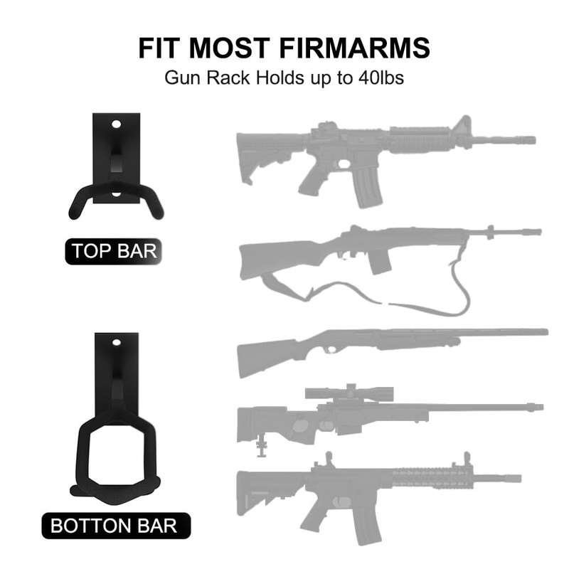 MiOYOOW Gun Rack Wall Mount Display, Adjustable Heavy Duty Shotgun