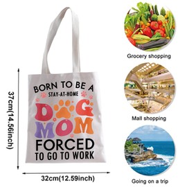 Dog Mom Canvas Tote Bag Dog Mom Gifts For Women Dog Lover Gift Best Dog Mom Ever Gift Dog Mum Shopping Bag (Cotton, BORN TO BE tote ca)
