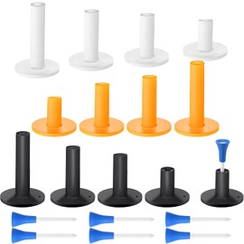 12 Pieces Golf Range Tees Set Rubber Golf Tees for Range Mats Golf Rubber Tees Driving Range with 6 Pieces Golf Tees for Practice Mat Mixed Size (White, Yellow, Black)