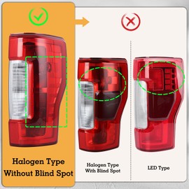 Halogen Tail Light w/o Blind Spot & LED Assembly Compatible With 2017 2018 2019 Ford F250 F350 F450 F550 XL XLT Super Duty Right Passenger Side Replacement FO2801256 HC3Z13404D