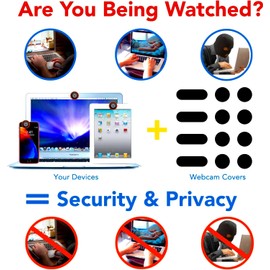 JiSiTeCai Webcam Cover for Privacy aUniversal Webcam Case - Privacy Protection Accessory, No Residue Application, Security Screen Closure - Dot & Bar, 12 pcs - Blacknd Security (Black12)