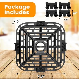 Air fryer Replacement Parts for Instant Pot Vortex Plus 4 Quart 6 in 1 Air Fryer Oven, 7.5''×7.5'' Square Food Grade Grill Pan Grill Plate Crisper Plate Accessories Tray Rack