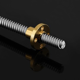 T14 Lead Screw 400mm / 15.75 inch Length + Brass Nut, T14 14mm Diameter T14 x 3 Tr14 x 3 Acme Thread Screw Pitch 3mm Lead 3mm Single 1 Start, 1 Pcs, Used in 3D Printer Z Axis CNC (Kwweeoo)