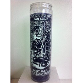 Saint Alex (San Alejo) 7 Day 1 Color Unscented Purple Candle in Glass