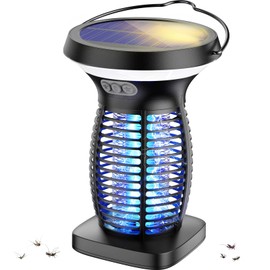 OnBeam Solar Bug Zapper Outdoor, Mosquito Zapper Outdoor Waterproof Electric Fly Zapper Rechargeable Mosquito Killer with Solar Panel, 4200V Fly Trap Indoor for Home Backyard, Patio, Garden, Camping