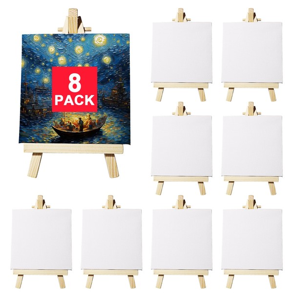 8-Piece Mini Canvas with Mini Easel Set - Triangle Easel