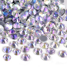 Blinginbox Hotfix Rhinestones, 1440 Pcs Crystal Hotfix Rhinestone Glass Rhinestones Round Crystal Gems Glass Stones for Clothes Shoes DIY Crafts Supplies(Moonlight-SS16)