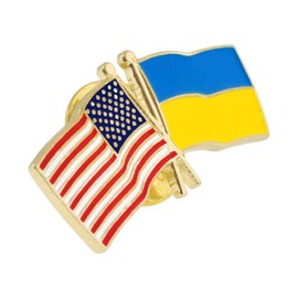 PinMart‘s USA and Ukraine Crossed Friendship Flag Enamel Lapel Pin - Country Flags Pins For Hats, Jackets, and Backpacks