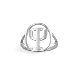 Amaxer Psi Symbol Ring for Women Stainless Steel Greek Alphabet Psychology Psychiatry Psi Symbol Finger Ring Dainty Jewelry, Stainless Steel, No Gemstone