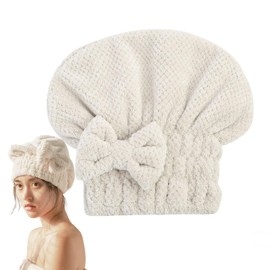 shefun JP250 Towel Cap, Adult Hair Turban, Absorbent, Quick Drying, Hair Towel, Hair Dry Cap, Soft, Lightweight, Quick Drying Towel, White