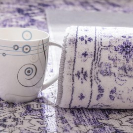 Carvapet Vintage Living Room Rug 9x12 Washable Rug Purple Ultra Large Ultra Soft Area Rug Non-Slip Stain Resistant Carpet Foldable Indoor Floor Cover Print Accent Rug for Bedroom Dining Room Nursery