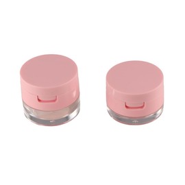 2Pcs Plastic Loose Powder Jar Makeup Powder Case, Empty Loose Powder Container, Circular Convenient Flip Mini Powder Box