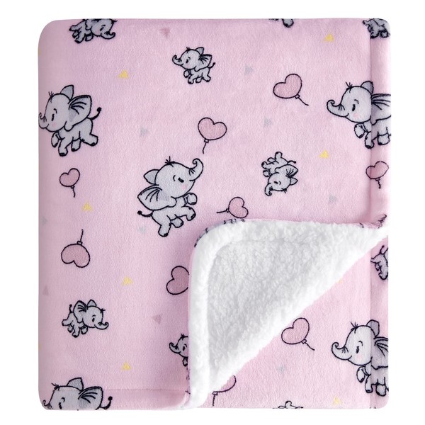 DaysU Plush Flannel Sherpa Baby Blanket for Girls Boys, Portable