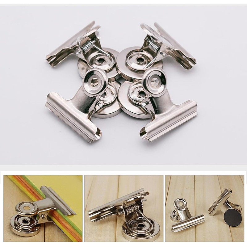 6 Pcs Magnetic Clips,Fridge Magnets,Silver Scratch-Resistant Magnetic Clip,Powerful Whiteboard Magnets