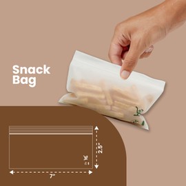 FPN Compostable Snack Bags, 7L x 2.5W inches, 200 Count, BPA Free Food Storage Bags | Durable, Leakproof, Freezer-Safe, and Reusable