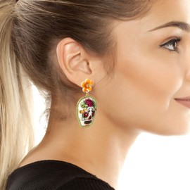 Betsey Johnson Womens Sugar Skull Drop Earrings