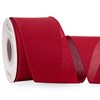 Ribbli Dark Red Linen Wired Ribbon, 2-1/2 Inch x 10