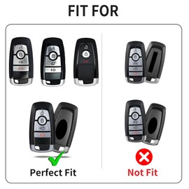 T-carbon Key Fob Cover with Keychain Fits Ford F150 F250 F350 F450 Mustang Explorer 2025 Accessories,Glass Fiber Key Case Fits Ford Escape Edge Ranger Expedition 2024 Smart Keyless 3 4 Buttons RED