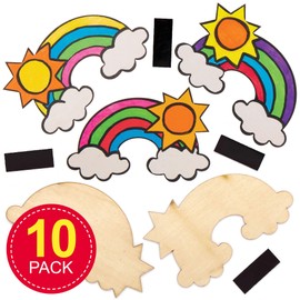 Baker Ross AT741 Rainbow Wooden Magnets, for Kids Arts and Crafts Projects (Pack of 10), Assorted