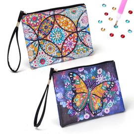 Craft Set Girls 6 7 8 9 10 Years, Gift 6-12 Years, 2 Pieces Diamond for Boys 6-10 Years Small Cosmetic Bag Diamond Painting Children Adults, Coloured