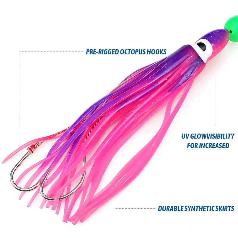 LaRandom 4 Flashers 8 Hoochies Kokanee Salmon Trolling Lures Pre-rigged
